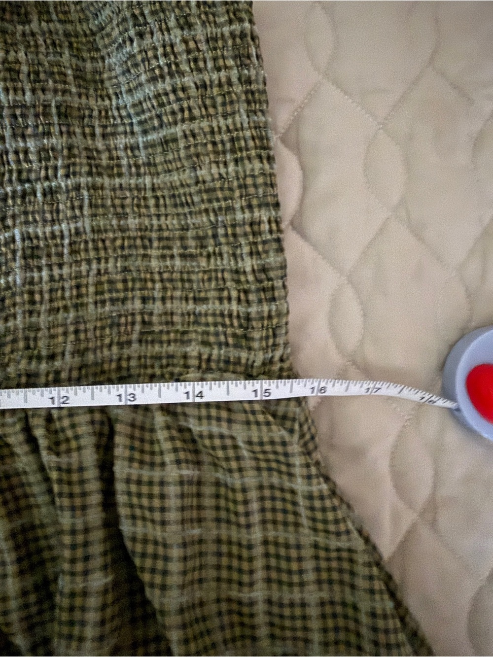 Cider Olive Green Plaid Maxi Dress with Cream Trim - Picture 3 of 3